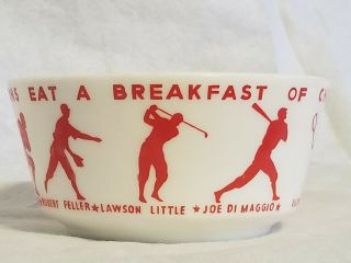Vintage Wheaties Breakfast Of Champions Cereal Bowl 1940s Baseball Players.