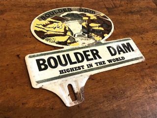 Boulder Dam Las Vegas Souvenir License Plate Topper Hoover Dam