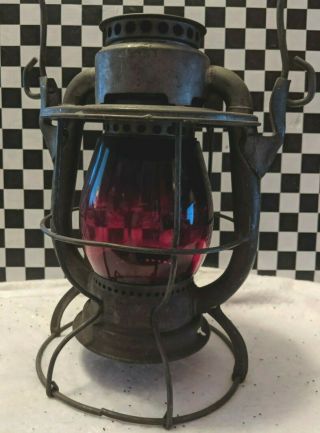 Vintage Dietz Vesta Red Glass Railroad Lantern York
