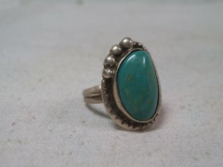 Vintage Old Pawn Turquoise Sterling Silver Ring - Handmade - Sz 7.  75 - Af