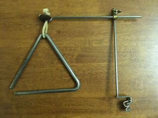 Antique Bass Drum Mounted Triangle Holder W.  Triangle