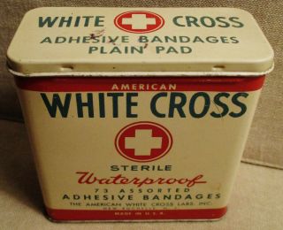 Vintage Advertising Tin - American White Cross Bandages Can - First Aid - Medical