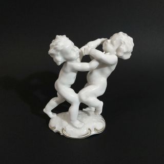 Antique,  Porcelain Figurine " Fighting Cherubs.  " K.  Tutter For Hutschenreuther