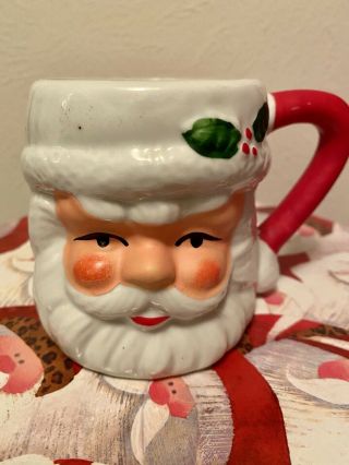 Vintage Ceramic Santa Face Mug - 3 1/2” T,  Great Holiday Decor