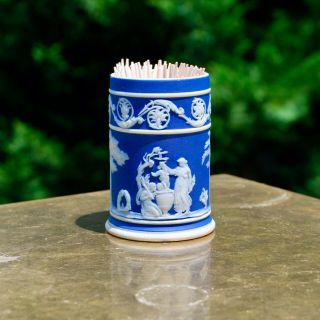 Antique Wedgwood Cobalt Jasper Dip Upright Spill Vase Or Toothpick Holder
