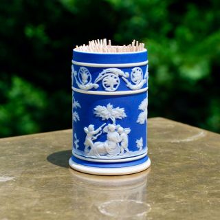 Antique Wedgwood Cobalt Jasper Dip Upright Spill Vase or Toothpick Holder 2