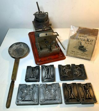 Vtg Antique 1930 Ac Gilbert Kaster Kit Casting W/ 4 Molds Lead Toy Soldiers Set