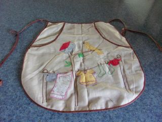 Vintage Apron Clothes Pin Bag Embroidered Applique Handmade Cute