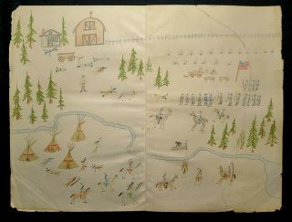 Indian School Ledger Drawing.  Early To Mid 1900s.