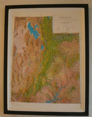 Vintage Utah State Relief 3d Map (printed 1979) In Frame By Kistler Graphics