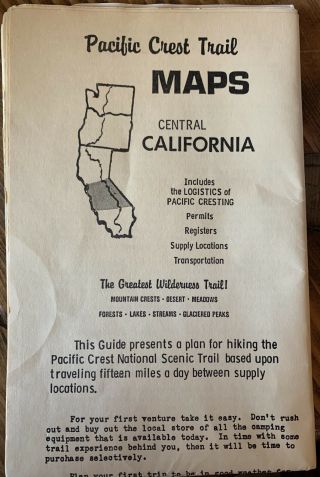 Vintage 1985 Pacific Crest Trail Central California Hiking Maps