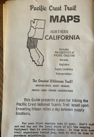 Vintage 1985 Pacific Crest Trail Northern California Hiking Maps