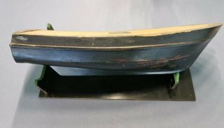 Vintage Wooden Model Fishing Boat Hull Model On Stand