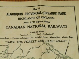 1934 Algonquin Provincial Park Ontario Highlands Canadian National Railways Map