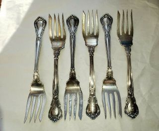 Set Of 6 Gorham Chantilly Sterling Silver Salad Forks - Mono 