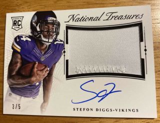 Stefon Diggs 2015 Panini National Treasures Rpa Rookie Patch Auto 3/5