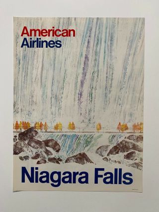 Vintage 1970s Niagara Falls American Airlines Travel Poster