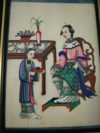 Set Of 5 Antique Chinese Pith Rice Paper Painting Mandarin Court 19th