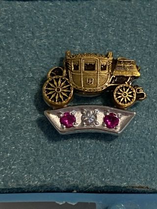 Employee Service Award Pin Badge: Fisher Body; 10k Solid Gold Buggy Emblem 20 Yr