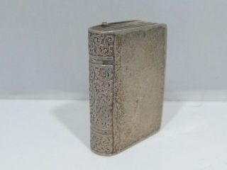 Antique Sterling Silver Pill Box In The Form Of A Book