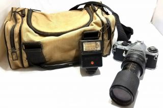 Pentax Me Vintage 35mm Slr Camera W/ Lenses