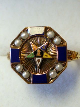 Antique Eastern Star Ring Masonic 10k Yellow Gold Freemason Shriner Scottish