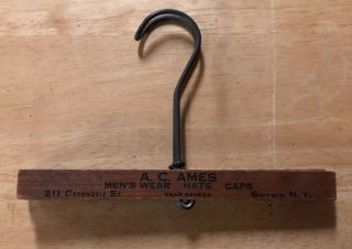Vintage Defunct Retail Department Store Buffalo Ny A.  C.  Ames Wood Pants Hanger
