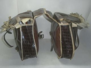 Vintage 1940s 1950s Bicycle Saddle Bags Pair Bike Accessory Alligator Skin Style