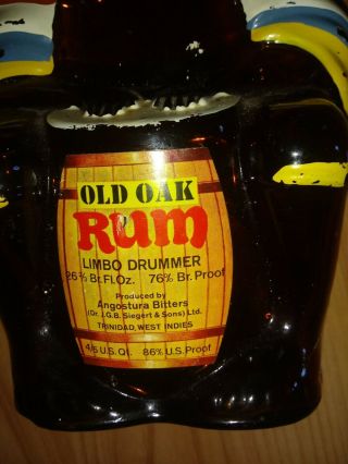 Angustura Old Oak Rum Vtg Limbo Congo Drum Empty Amber Bottle Trinidad Sombrero