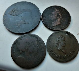 4 X Vintage Coins,  Scarce Items,  William & Mary Farthing