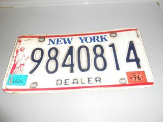 Vintage York Statue Of Liberty " Dealer " License Plate - 9840814 -