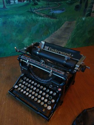 Vintage Antique Underwood Standard Typewriter No.  3 W/ Cover -