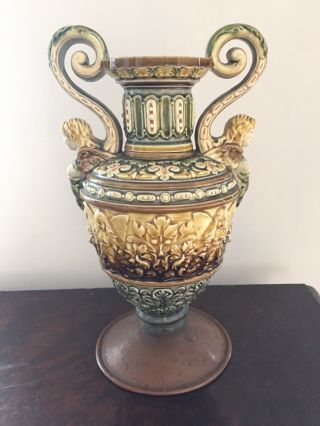 Antique Vintage Austrian Majolica Vase Collectible 2