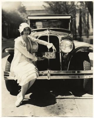 Vintage 1930 Film Star Mary Brian Art Deco Style Photograph Pontiac Big Six Auto
