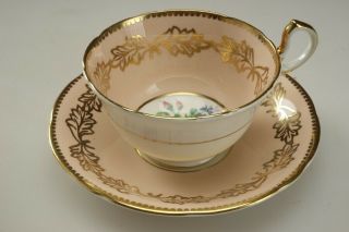 12 Vintage Aynsley Bone China Tea Cup & Saucer 7951 Pink Gold Floral Bouquet
