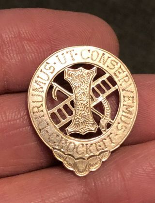 Rare Antique Davy Crockett H & L Fire Company 1 Badge Pin 14k Poughkeepsie Ny
