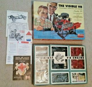 The Visible V8 Engine Kit Renwal Unassembled Complete W/ Box & Instructions