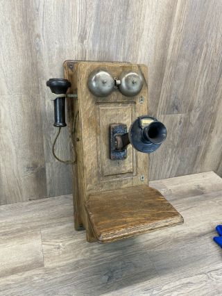 Antique Western Electric 128 - B Wood Wall Mount Telephone 218