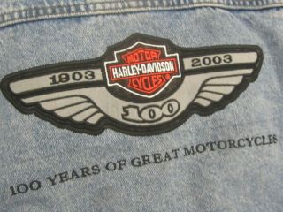 Oem Harley 100th Anniversary Jean / Blue Denim Jacket Size L Large Men 