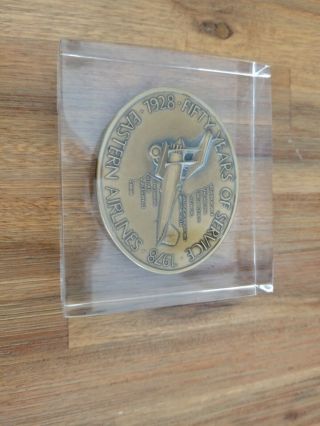 Eastern Airlines 50 Years Of Service Medallion Encased In Acrylic