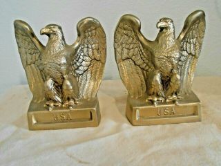 Two Vintage 1970s Pm Craftsman American Eagle Usa Book Ends