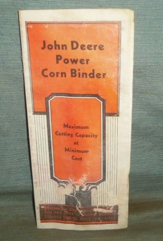 Vintage 1934 John Deere Power Corn Binder Farm Advertising Paper Brochure