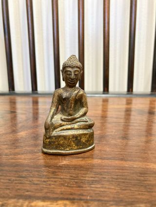 Old Thai Gilt Bronze Figure Of Seated Buddha