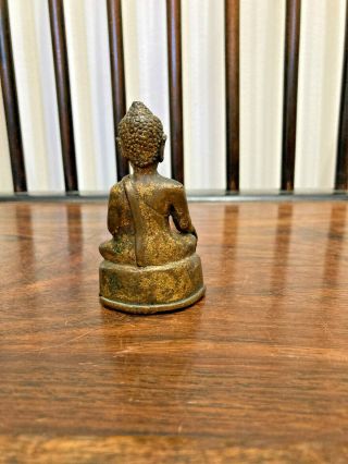 Old Thai gilt bronze figure of seated Buddha 3