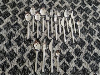17 Pc Sigurd Persson Jet Line Stainless Mid Century Modern Airline Flatware Set