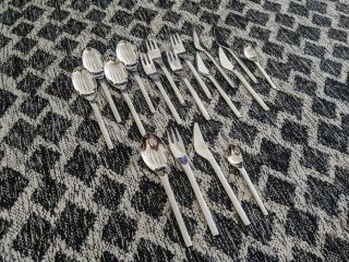 17 Pc Sigurd Persson Jet Line Stainless Mid Century Modern Airline Flatware Set 2