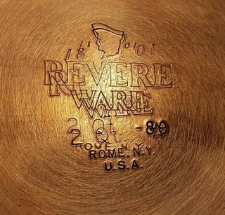 Htf Vintage 1980 Revere Ware 1801 Copper Clad Ss 2 Qt Double Stamp/star: Rome Ny
