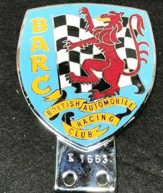 Rare Nos Vintage British Automobile Racing Club Motor Sport Car Grill Badge Barc