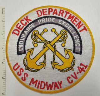 Us Navy Uss Midway Cv - 41 Carrier Patch Deck Department Large Vintage Asian Made