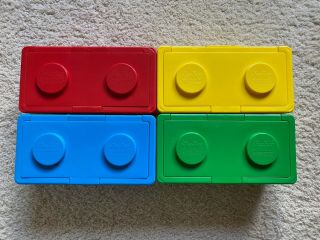 4 Vintage Chubs Stackable Building Block Lego Storage Containers Primary Colors